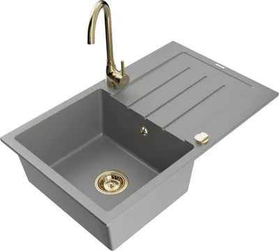 Produktbild von Mexen Bruno 1 Becken-Granitspüle mit Abtropffläche und Mischbatterie Telma, Grau - 6513-71-670200-50