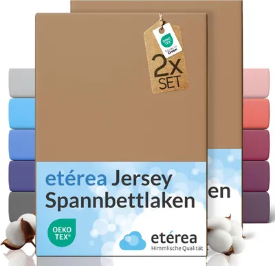 Produktbild von etérea Spannbettlaken Jersey 2 Stück - 90x200 cm - Bettlaken - 100 % Baumwolle - Silber