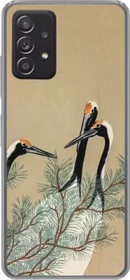 Produktbild von MuchoWow® Handyhülle Schutzhülle Hülle für Telefoonhoesje Samsung galaxy a73 Blätter - Kranich - Tiere - Skandinavisch - Japan Silikon Softcase Handy Hülle - Handyhülle