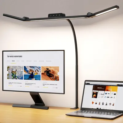 Zdjęcie produktu dla Lampa biurkowa LED EppieBasic, 24W, z zaciskiem, 3 głowice, możliwość regulacji jasności