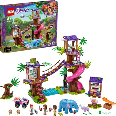 Produktbild von LEGO 41424 Friends Tierrettungsstation im Dschungel, Spielzeug ab 8 Jahren mit Baumhaus, Mini Puppen Andrea, Mia & Olivia und Mini Tierfiguren