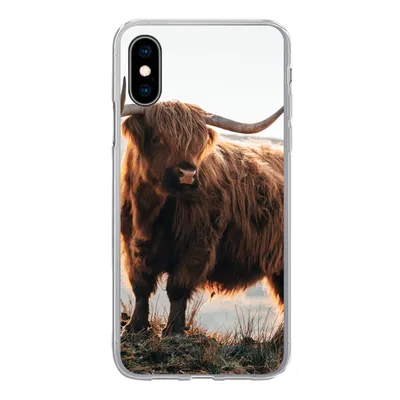 Produktbild von MuchoWow® Handyhülle Schutzhülle Hülle für iPhone X Schottische Highlander - Tiere - Ländlich - Landschaft - Kuh - Natur Silikon Softcase Handy Hülle - Handyhülle
