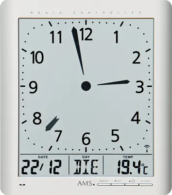 Obrázok produktu pre Digitálne nástenné aj stolové hodiny 5898 AMS riadené rádiovým signálom 24cm