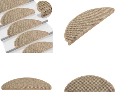 Immagine prodotto di vidaXL Tappetini per scale autoadesivi in Sisal 15 pezzi 65x21x4cm Beige scuro - Tappetino per gradini - Tappeto per gradini - Tappeti per gradini