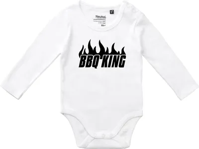 Produktbild von Huuraa Baby Body BBQ King Flammen 62 White  Baumwolle Fairtrade Langarmbody Geschenkidee
