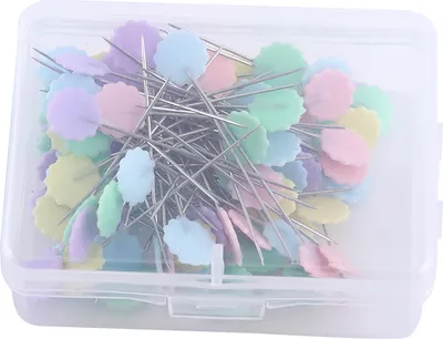 Immagine prodotto di Set di spilli, 100 pezzi, motivo floreale chiaro, per lavori di quilting e cucito