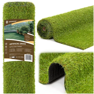 Obrázok produktu pre Umelý trávnik Springos® 1 x 5 m, zelený, 21 mm – rolka umelého trávnika na balkón, terasu a do záhrady