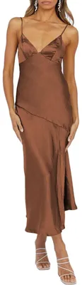 Produktbild von HKMECRI Sommerkleid, Satin, V-Ausschnitt, Midi-Kleid für Damen, Hochzeitsgast 20