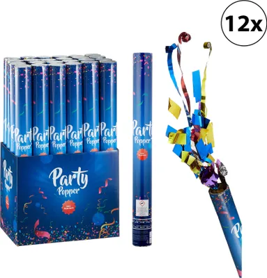 Produktbild von 12er Set Party-Popper De Luxe 40cm Konfettikanone Set Konfettiregen Geburtstag Silvester Party