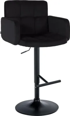 Produktbild von Stilvoller Samt-Barstuhl – Barsitz – 360 ° drehbar und verstellbar | Farbe: Schwarz | Grundfarbe: Schwarz