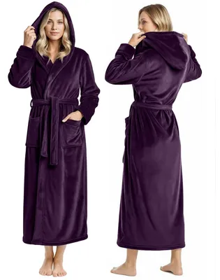 Produktbild von NY Threads Women Fleece Hooded Bathrobe - Plush Long Robe (Medium, Plum)