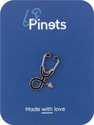 Obrázok produktu pre PINS čierna strieborná STETHOSKOP smaltovaná spona