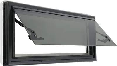Produktbild von Wohnwagenfenster - Seitenfenster 70x30 cm - Aluminiumlegierung Einscheibensicherheitsglas - 85° aufstellbar - Für Wandstärke 30–40 mm - Fliegengitter Rolloplissee - Schwarz