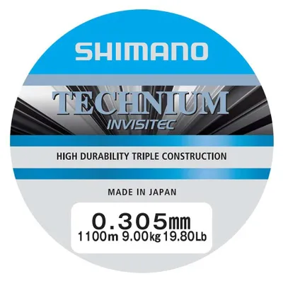 Obrázok produktu pre Shimano Technium Invisitec A, monofilná rybárska linka, priemer 0,305 mm, nosnosť 9,0 kg (19,80 lb), dĺžka 1100 metrov, farba: sivá