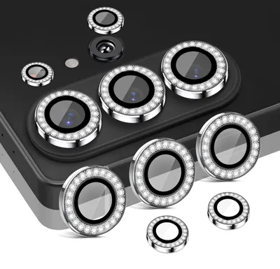 Produktbild von Kamera Linsenschutz Glas Set mit Schmucksteinen für Samsung Galaxy S26 Ultra Schutzglas Camera Linse Panzerfolie 9H Silber