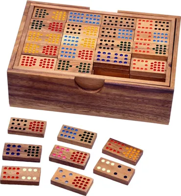 Produktbild von Domino Doppel 15 – Gesellschaftsspiel mit 136 Steinen aus Holz
