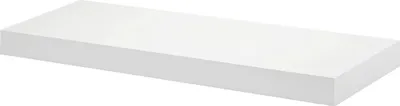 A white shelf is shown from a diagonal angle against a white background.