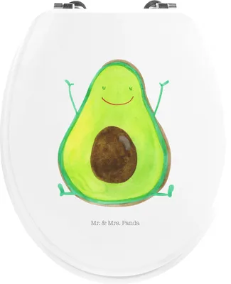 Produktbild von Mr. & Mrs. Panda Klodeckel Avocado Glücklich - Weiß - Geschenk, klo deckel, Klo-Deckel, Frucht, Veggie, WC Sitz, Freude, Chaos, Toilettendeckel, WC-Sitz