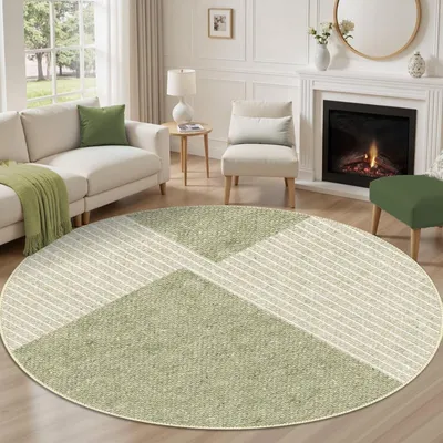 Productafbeelding van Geometrisch Rond Tapijt 120 cm met Antislip