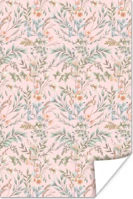 Produktbild von MuchoWow® Poster Blumen - Muster - Rosa 120x180 cm - Kunstposter