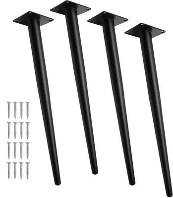 Konische Tischbeine 72 cm, Metall, schwarz, 4 Stück