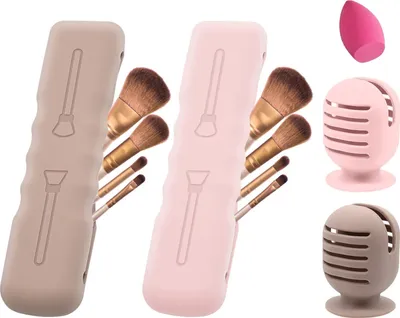 Obrázek produktu pro Držák na houbičky na make-up, silikonové pouzdro na štětce 4 kusy
