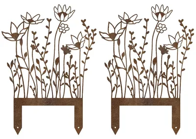 Produktbild von Vintage rostiges Gartenschild 2er Set, wetterfeste Garten Dekoration, Blumenbeet & Rasen, charmante rustikale Optik für Balkon & Terrasse