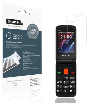 Produktbild von 2x Schutzfolie für Maxvi E10ds - Anti-Shock 9H Folie dipos Glass Kunststoffglas