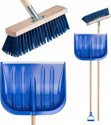 Produktbild von KADAX Schneeräumungsset "Albres", Schneeschieber und Besen mit ergonomischen Stiel, Blau