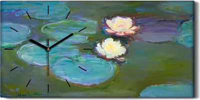 Produktbild von Küche Wohnzimmer Wand Leinwand Uhr Geräuschlos Kunstdruck 60x30 Wasser Lillien - schwarze Hände