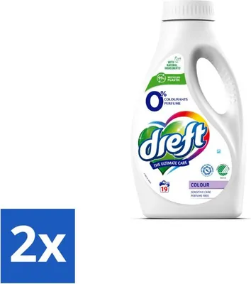 Produktbild von Dreft Flüssigwaschmittel – 0 % Buntwäsche – Hypoallergen – 19 Waschgänge - Vorteilspack - 2 Stücke