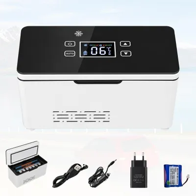 Tragbare Insulin-Kühlbox 0–18 °C, 2 Akkus, LED-Touchscreen