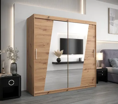 Obrázok produktu pre Šatníková skriňa ESTER - šírka 200 cm, dub artisan