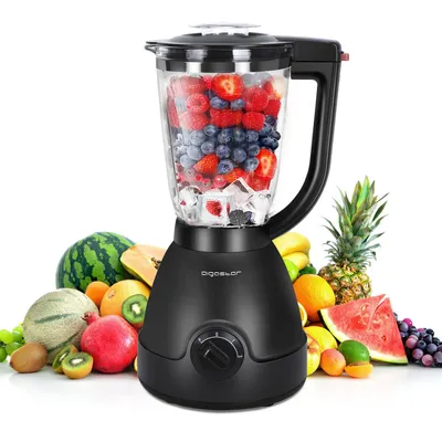 Produktbild von Aigostar Standmixer Smoothie Maker, 1.5L Glas Standmixer, 1000 W 6-Klinge Multifunktion Mixer, Multimixer, Shakes Blender, BPA-frei.
