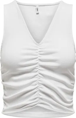 Image de Only Nilan Life Sans manches Col V T-shirt Blanc S Femme Blanc S