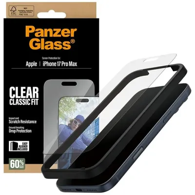 Obrázok produktu pre PanzerGlass ® Screen Protector iPhone 17 Pro Max | Classic Fit w. EasyAligner, Apple, Apple - iPhone 17 Pro Max, Suché aplikovanie, Odolné proti poškriabaniu, Odolný proti nárazom, Priehľadná, 1 kusov