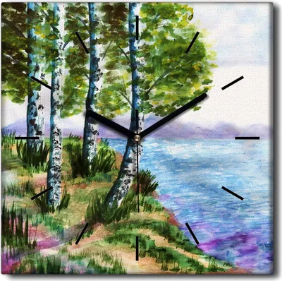 Produktbild von Coloray Uhr auf Leinwand 30x30 cm Wand Uhr Dekoration Wohnzimmer Segeltuch schwarze Hände -Abstraktionsbaumwald.