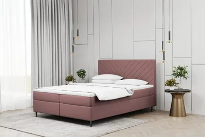 Produktbild von Boxspringbett Schlafzimmerbett BONITA 140x220cm in Stoff Matt Velvet Altrosa