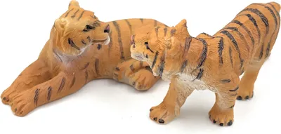 Produktbild von Onwomania Polyresin Figur Tiger zweifach Großkratze Bengaltiger Raubtier Tier Dekofigur aus Polyresin Braun 8 cm