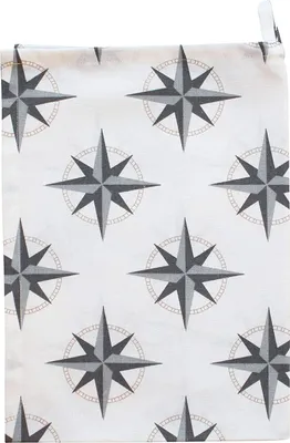 Produktbild von Krasilnikoff Geschirrtuch KW514 Compass, Kompass, weiß, grau 50x70cm