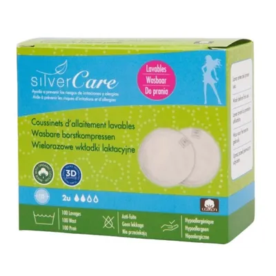 Obrázok produktu pre Masmi Silver Care Wkładki laktacyjne wielorazowe z bawełny organicznej, 2 sztuki
