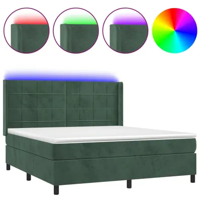 Immagine prodotto di Letto a Molle con Materasso e LED Verde Scuro 180x200cm Velluto