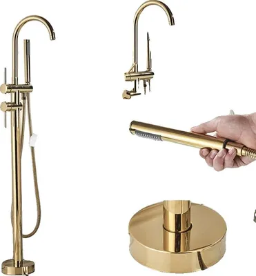 Produktbild von Badewannenarmatur, 360-Grad-Drehauslauf, Einhebelsteuerung, Goldene