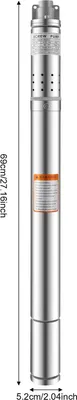 Produktbild von Tiefbrunnenpumpe - Schraubenpumpe 2QGD1-50-0.37 - 370 W - 5 cm Durchmesser - Edelstahl - Förderhöhe 55 m - Sandverträglich - 220 V EU-Stecker
