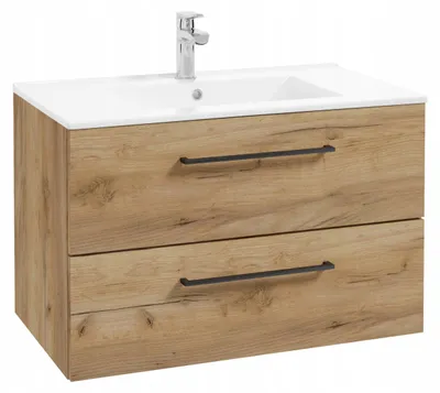 Zdjęcie produktu dla Stamar Szafka Łazienkowa z Umywalką Dąb Craft Złoty 70 Wisząca Szuflady Soft Close