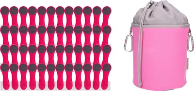 Produktbild von trendfinding 48 Wäscheklammern Pink Edelstahl und 1 Canvas Klammerbeutel Pink