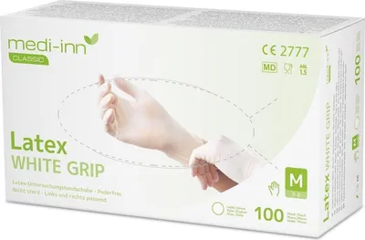 Produktbild von 1000 Latexhandschuhe Medi-Inn White Grip - puderfrei - weiss - unsteril - Gr. XL