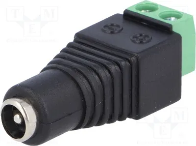 Immagine prodotto di 1 connettore: adattatore con morsetto a vite, connettore DC da 2,1 mm, 5,5/2,1 mm, 5,5 mm