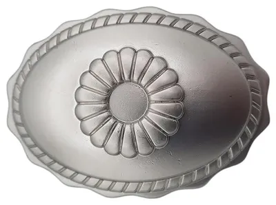 Produktbild von Exclusiv Gürtelschnalle silber mit Blütenmotiv Wechselschnalle oval 9,5 x 6,5 cm