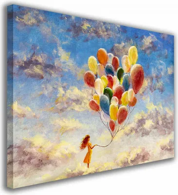 Zdjęcie produktu dla OBRAZ NA PŁÓTNIE 023 Dziewczynka z balonami 90x60cm